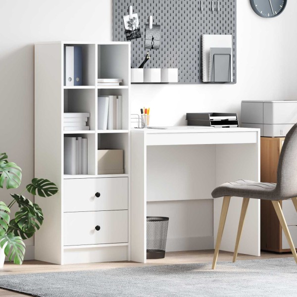 Table with drawer with shelf with storage 2 pcs White