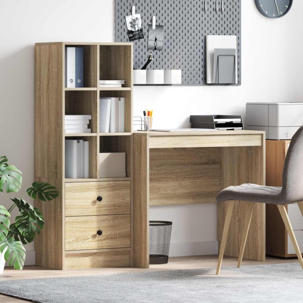 Table with drawer with shelf with storage 2 pcs Sonoma oak