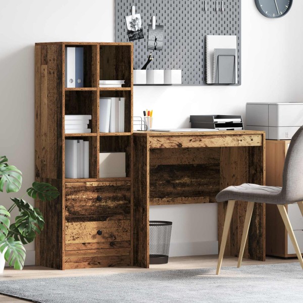 Table with drawer with shelf with storage 2 pcs Old wood