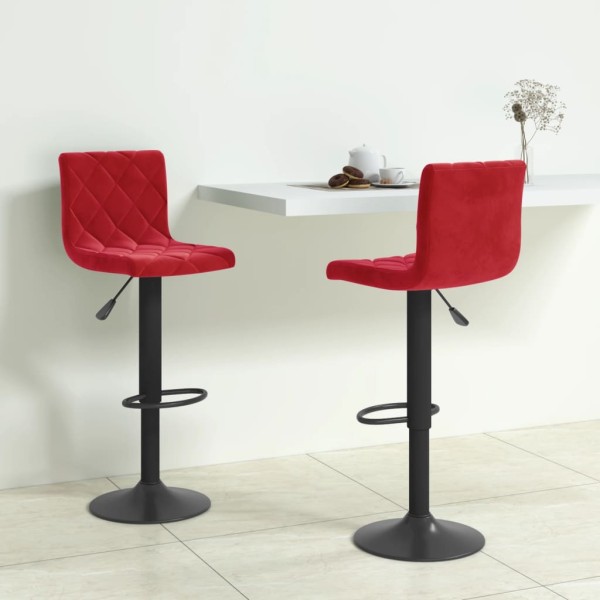 Bar stools, 2 pcs., red wine color, velvet