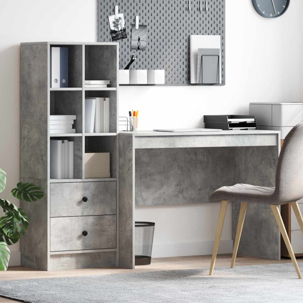 Table with drawers 2 pcs Concrete gray