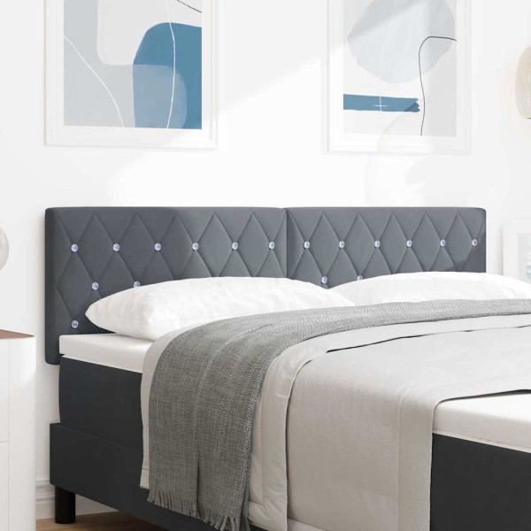 LED headboard with LED strips Dark gray 144 cm Velvet
