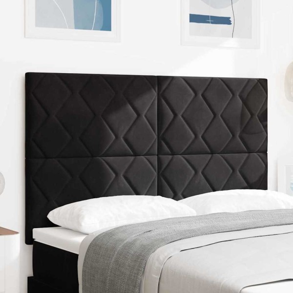 LED headboard Black 144 cm Velvet