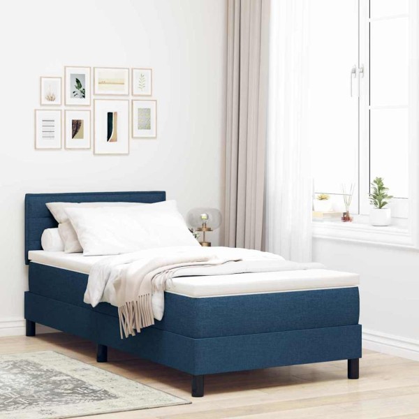Yard bed with headboard Blue 100 x 200 cm fabric