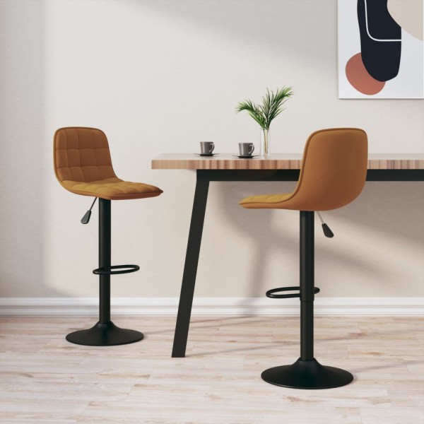 Bar stools, 2 pcs., brown, velvet