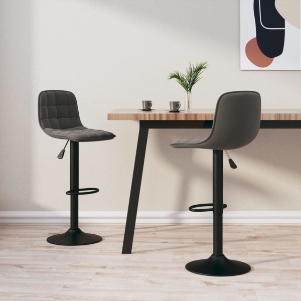 Bar stools, 2 pcs., dark gray, velvet