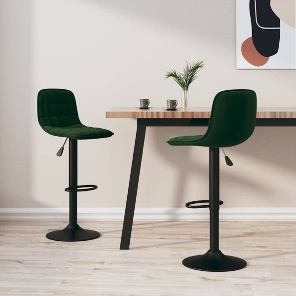 Bar stools, 2 pcs., dark green, velvet