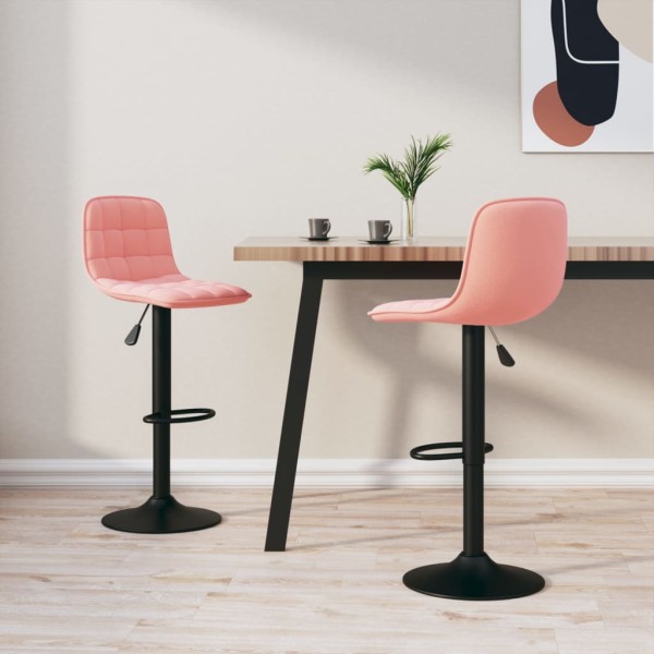 Bar stools, 2 pcs., pink, velvet