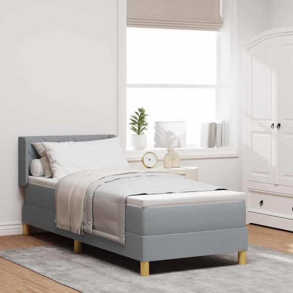 Patio bed with headboard Light gray fabric 200 x 80 cm
