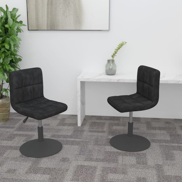 Swivel dining chairs, 2 pcs., black, velvet