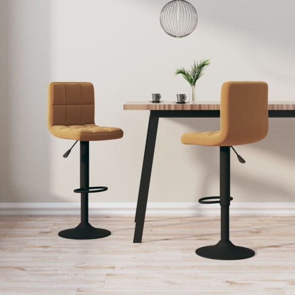 Bar stools, 2 pcs., brown, velvet