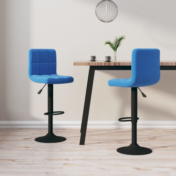 Bar stools, 2 pcs., blue, velvet