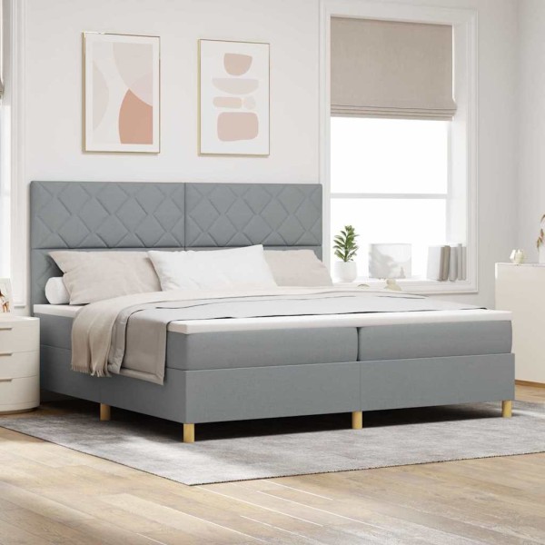 LED Mattress Bed Light gray fabric 200 x 200 cm