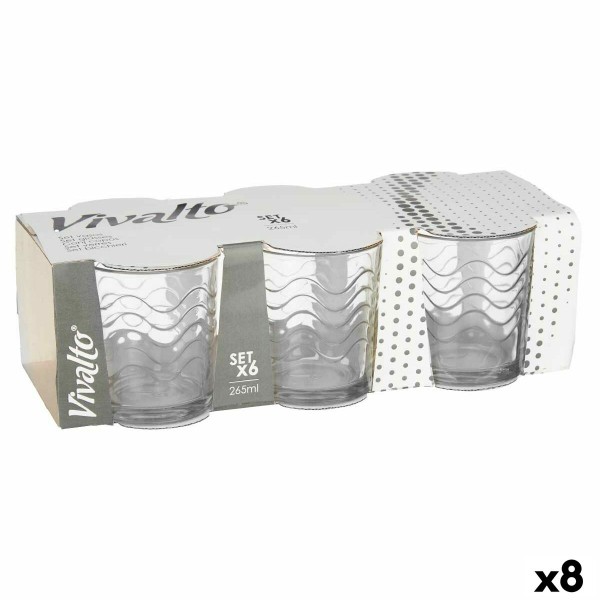 Klaaside komplekt Vivalto 79065 Läbipaistev Klaas Lained 265 ml (8 Ühikut)