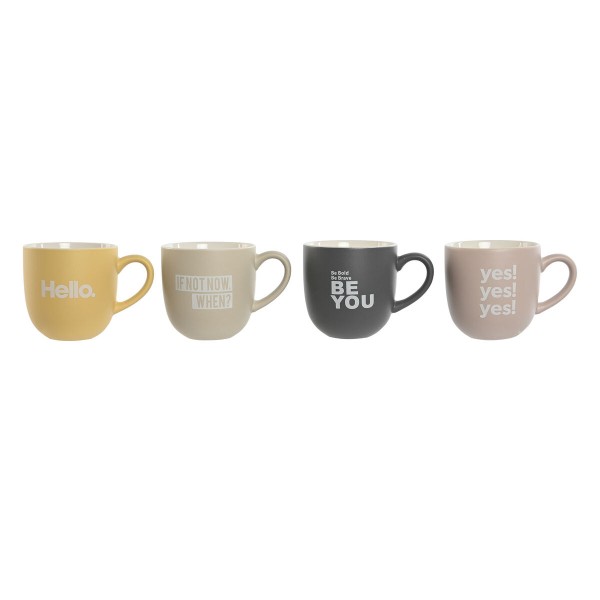 Набор из 4 кружек Mug Home ESPRIT Жёлтый Бежевый Серый Розовый Фарфор 410 ml 13 x 9 x 9,4 cm