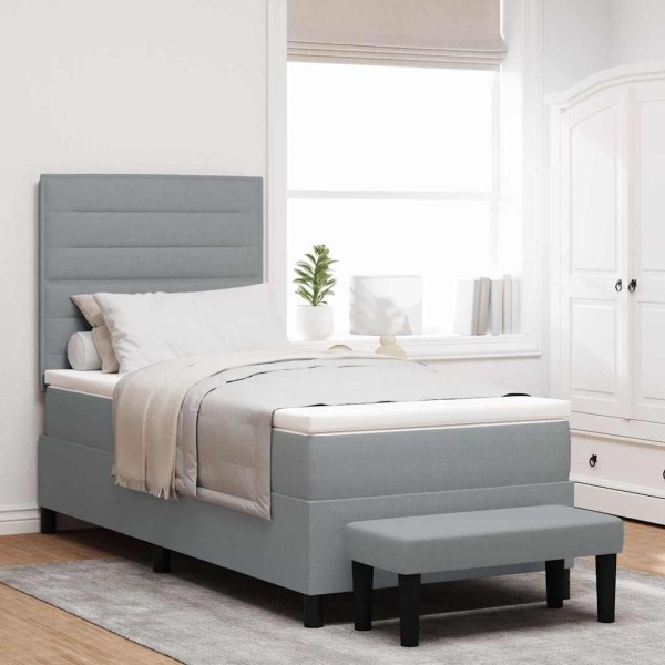 Patio bed with headboard Light gray fabric 100 x 200 cm