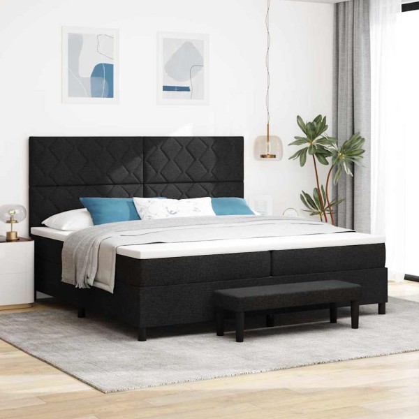 Patio bed with headboard Black 200 x 200 cm fabric