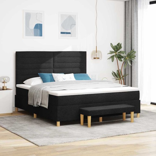 Yard bed with headboard Black fabric 200 x 180 cm