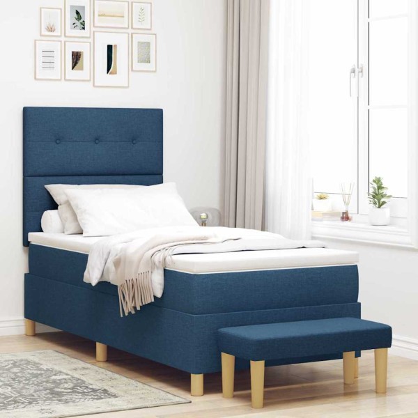 Yard bed with headboard Blue 200 x 100 cm fabric