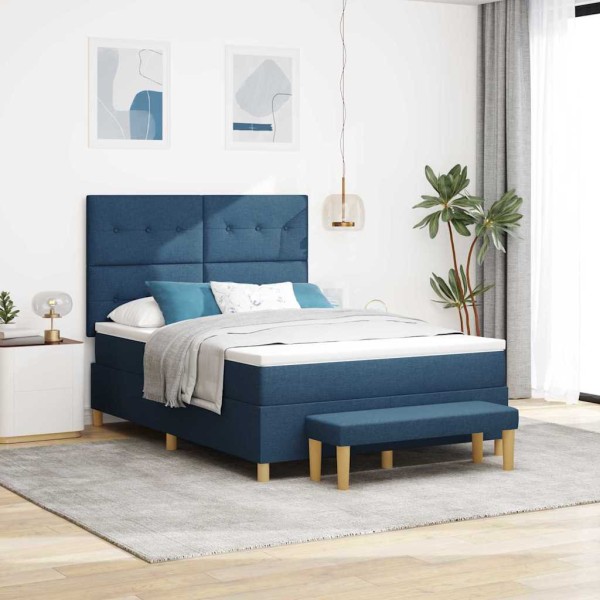 Yard bed with headboard Blue 200 x 140 cm fabric