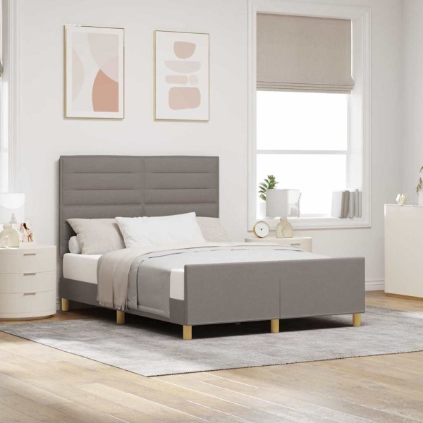 Bed frame with headboard Taupe 140 x 190 cm fabric