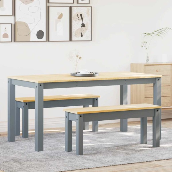Dining set PANAMA, 3 parts, solid gray pine