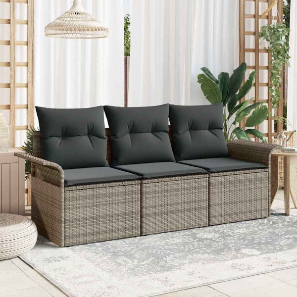 Sofos komplektas su pagalve 3 pcs Pilka poliratanas