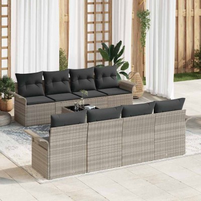 Garden Sofa Set 9 pcs Light...