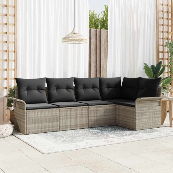 Garden sofa set with pillow 5 pcs polyrattan