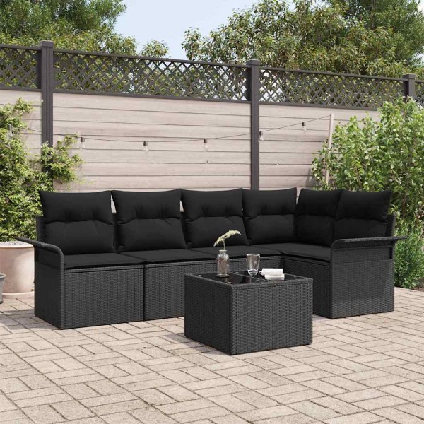 Garden sofa set with pillow 6 pcs polyrattan
