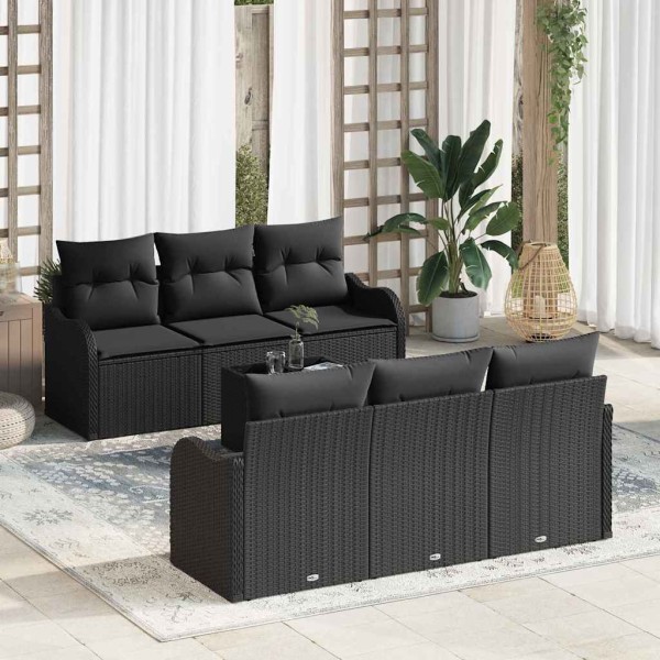 Garden Sofa Set Black 55 x 55 x 37 cm polyrattan