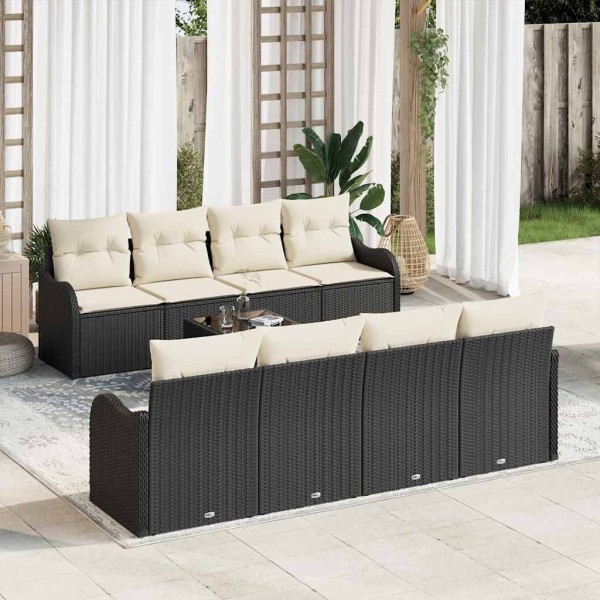 Garden Sofa Set Black 55 x 55 x 37 cm polyrattan