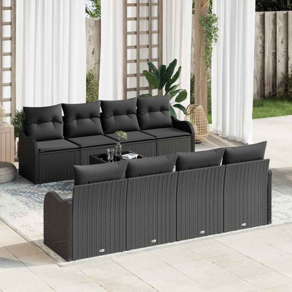 Garden Sofa Set Black 55 x 55 x 37 cm polyrattan