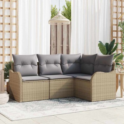 Garden Sofa Set 4 pcs Sand...