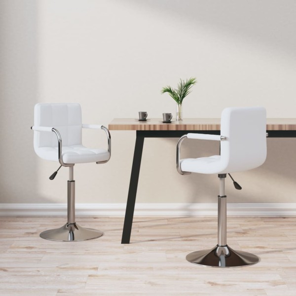 Swivel dining chairs, 2 pcs., white color, artificial leather
