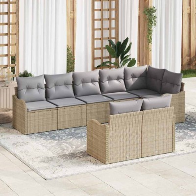 Garden Sofa Set 8 pcs Sand...