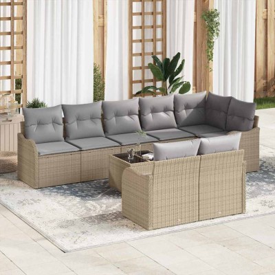 Garden Sofa Set 9 pcs Sand...