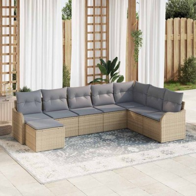 Garden Sofa Set 8 pcs Sand...