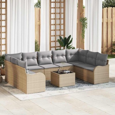 Garden Sofa Set 10 pcs Sand...