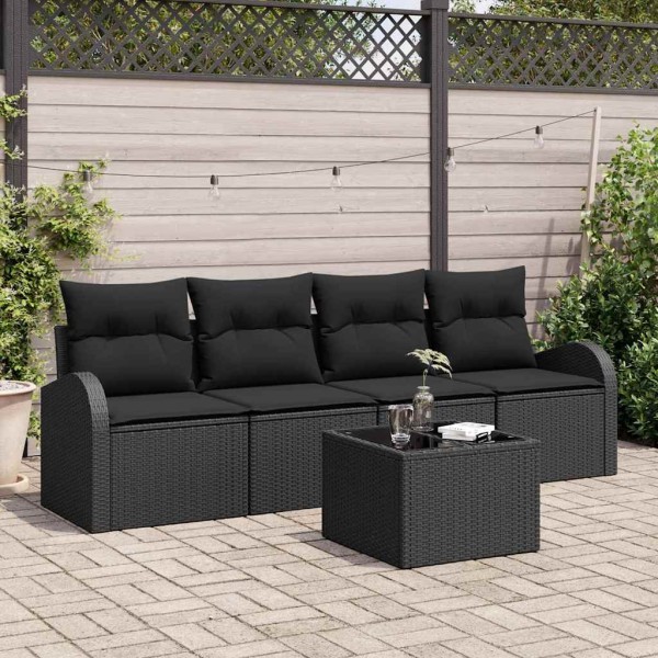 Garden Sofa Set Black 55 x 55 x 37 cm polyrattan