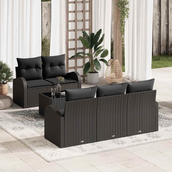 Garden Sofa Set Black 55 x 55 x 37 cm polyrattan