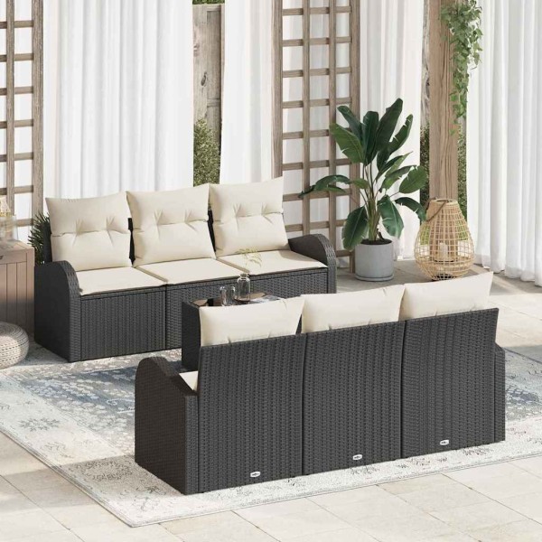 Garden Sofa Set Black 55 x 55 x 37 cm polyrattan