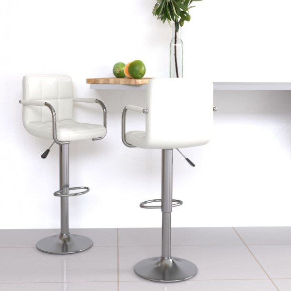 Bar stools, 2 pcs., white, artificial leather