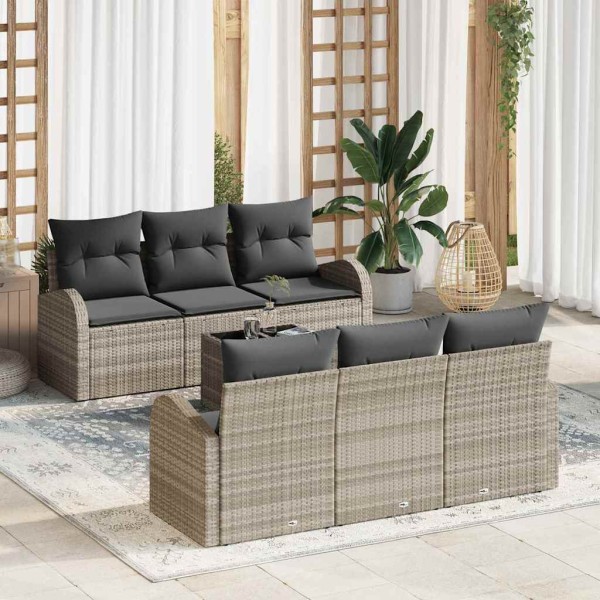 Garden Sofa Set Light gray 55 x 55 x 37 cm polyrattan