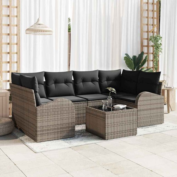 Garden Sofa Set Gray 55 x 55 x 37 cm polyrattan