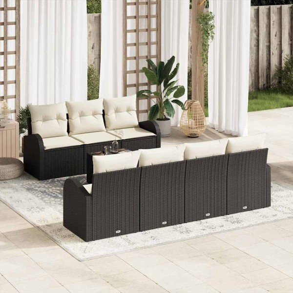 Sodo Sofų Rinkinys Juoda 55 x 55 x 37 cm poliratanas