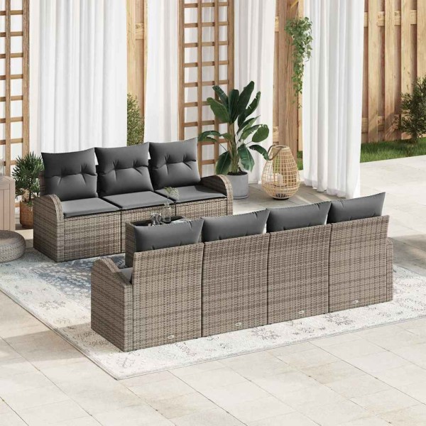 Garden Sofa Set Gray 55 x 55 x 37 cm polyrattan