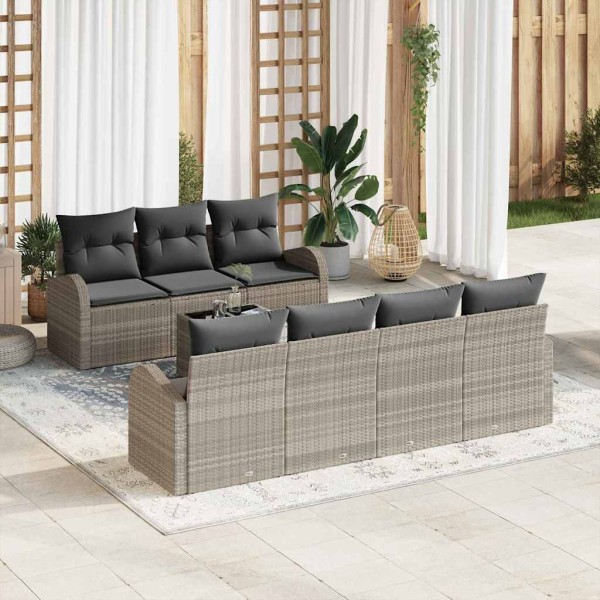Garden Sofa Set Light gray 55 x 55 x 37 cm polyrattan