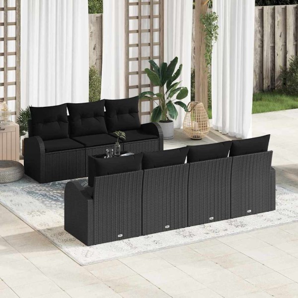 Garden Sofa Set Black 55 x 55 x 37 cm polyrattan