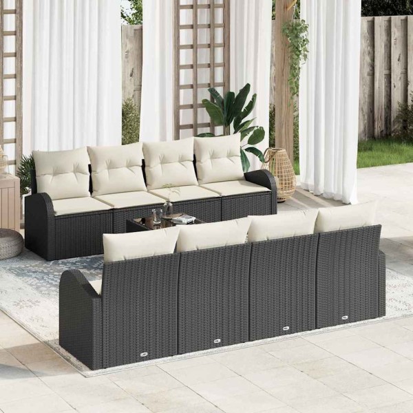 Garden Sofa Set Black 55 x 55 x 37 cm polyrattan